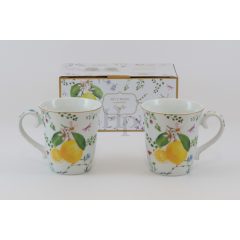 Porcelán bögreszett 2db-os, 275ml, Fleurs et Citrons