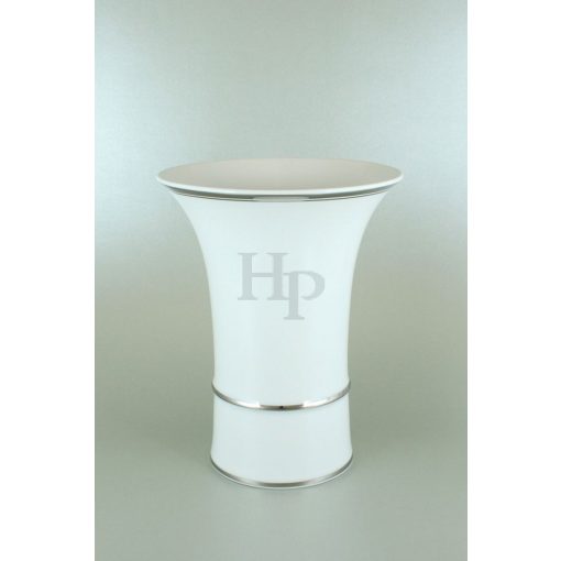 Hollóházi porcelán váza 5190, Platina csík (21cm)