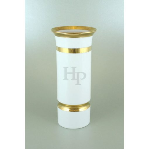 Hollóházi porcelán  váza 519, Arany csík (20 cm)