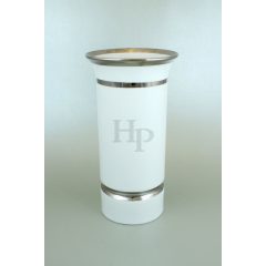 Hollóházi porcelán váza 520, Platina csík (26 cm)