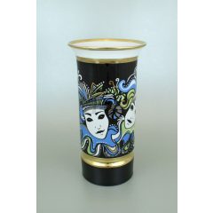 Hollóházi porcelán váza 520, Velencei karnevál (26 cm)
