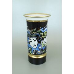 Hollóházi porcelán váza 520, Velencei karnevál (26 cm)