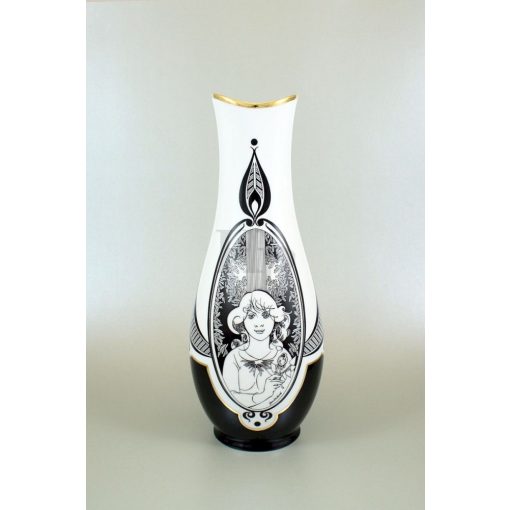 Hollóházi porcelán váza 517, Érosz (35 cm)