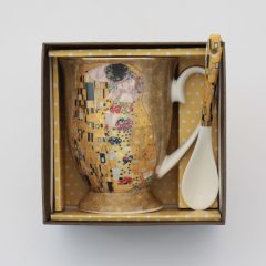  KLIMT porcelán Cappuccinos bögre+kanál,  CSÓK mintás /515931/