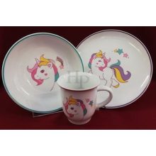Hollóházi gyermekkészlet, 3 részes, Unikornis 