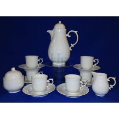   Hollóházi porcelán Pannónia mokka készlet, Bianco (15 részes) 