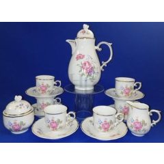   Hollóházi porcelán Pannónia mokka készlet, Hajnalka (15 részes) 
