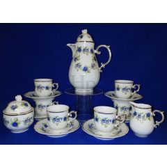   Hollóházi porcelán Pannónia mokka készlet, Szeder (15 részes) 