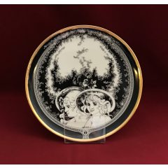 Hollóházi porcelán falitányér 9161, Női fejek (19cm )