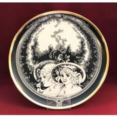 Hollóházi porcelán falitányér 9187, Női fejek (31cm)