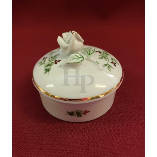 Hollóházi porcelán rózsás bonbonier 650/A, Erika (7,5cm) 