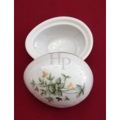  Hollóházi porcelán Pannónia tojás alakú bonbonier 673, Erika (8*6cm) 