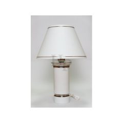   Hollóházi porcelán szerelt lámpa búrával 9301, Platina csík (46cm) 