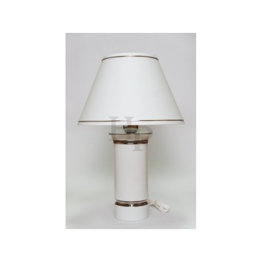 Hollóházi porcelán szerelt lámpa búrával 9301, Platina csík (46cm) 