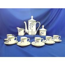 Hollóházi porcelán Hermész mokka készlet, Levendula (15 részes) 