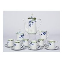Hollóházi porcelán Hermész mokka készlet, Levendula (15 részes) 