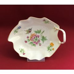   Hollóházi porcelán Pannónia levél alakú kínáló 7007, Hortenzia (20cm)  