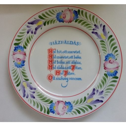 Hollóházi porcelán 312 Házi áldás, Kézzel festett (20,5 cm)