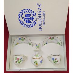   Hollóházi porcelán Pannónia Kati szett, Hortenzia (4 részes)
