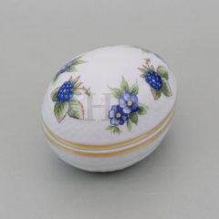   Hollóházi porcelán Pannónia tojás alakú bonbonier 673, Szeder (8*6cm) 