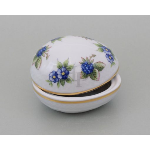 Hollóházi porcelán Pannónia tojás alakú bonbonier 673, Szeder (8*6cm) 