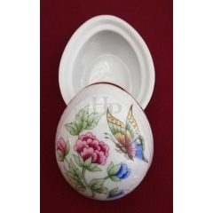   Hollóházi porcelán Pannónia tojás alakú bonbonier 673, Hortenzia (8*6cm) 
