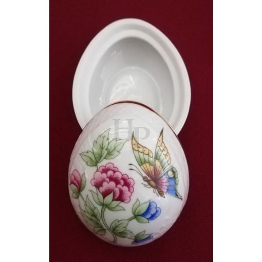 Hollóházi porcelán Pannónia tojás alakú bonbonier 673, Hortenzia (8*6cm) 