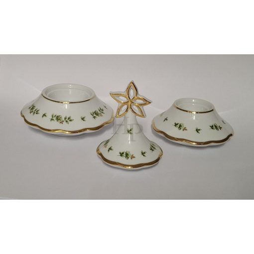 Hollóházi 3 részes karácsonyfa gyertyatartó 9289 Erika (17cm)