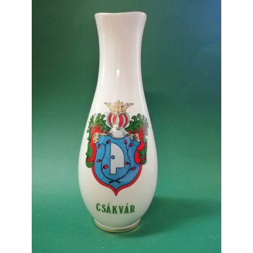 Hollóházi porcelán váza 5047 Csákvár címer (28cm)