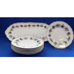   Hollóházi porcelán Pannónia szendvicskészlet, Szeder (7 részes) 