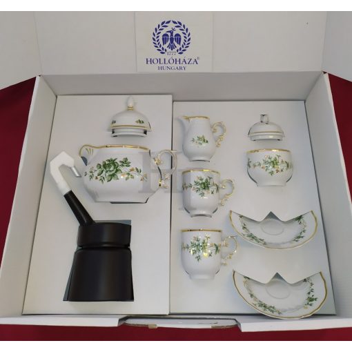 Hollóházi porcelán Pannónia Edit szett, Erika (5 részes)