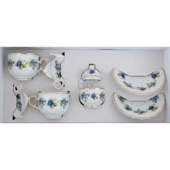   Hollóházi porcelán Pannónia Zsuzsi szett, Szeder (5 részes)