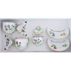   Hollóházi porcelán Pannónia Zsuzsi szett, Hortenzia (5 részes)