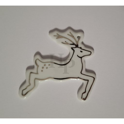 Hollóházi Karácsonyfa dísz platina rénszarvas