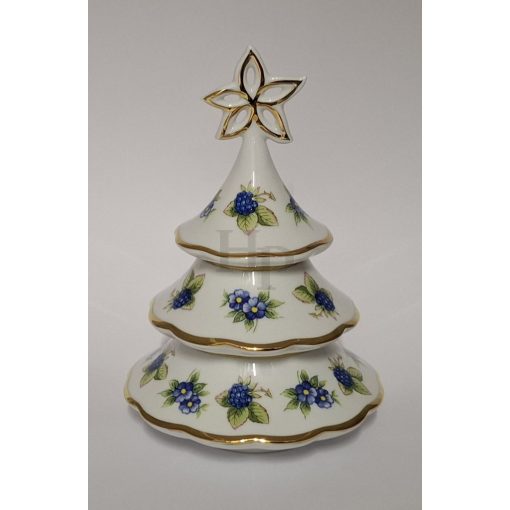 Hollóházi 3 részes karácsonyfa gyertyatartó 9289 Szeder (17cm) 