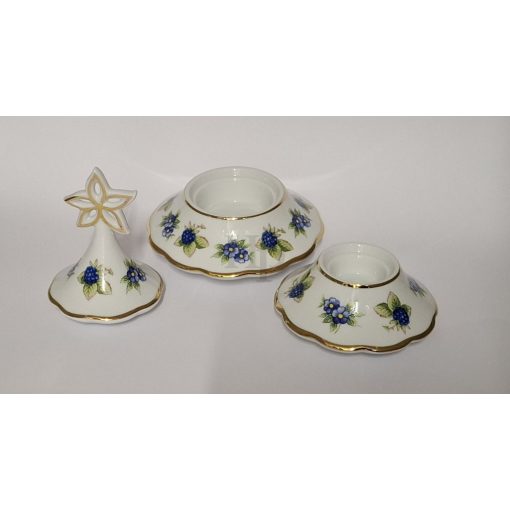 Hollóházi 3 részes karácsonyfa gyertyatartó 9289 Szeder (17cm) 