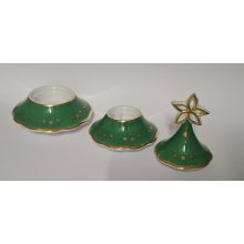 Hollóházi 3 részes karácsonyfa gyertyatartó 9289 Zöld (17cm)