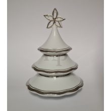 Hollóházi 3 részes karácsonyfa gyertyatartó 9289 Platina csík (17cm)