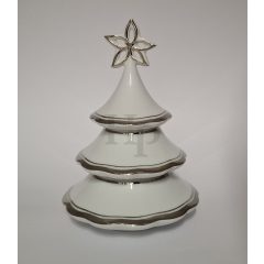   Hollóházi 3 részes karácsonyfa gyertyatartó 9289 Platina csík (17cm)