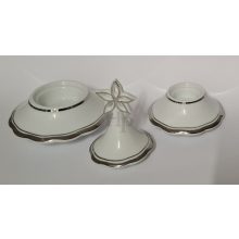 Hollóházi 3 részes karácsonyfa gyertyatartó 9289 Platina csík (17cm)