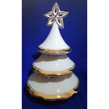 Hollóházi 3 részes karácsonyfa gyertyatartó 9289 Arany csík (17cm) 