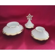 Hollóházi 3 részes karácsonyfa gyertyatartó 9289 Arany csík (17cm) 