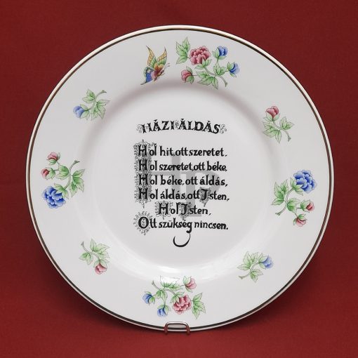 Hollóházi porcelán falitányér Házi áldás 312, Hortenzia (27cm) 