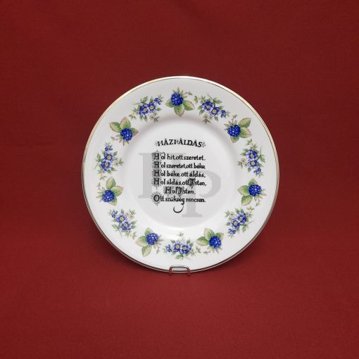 Hollóházi porcelán falitányér Házi áldás 312, Szeder (20,5cm)  