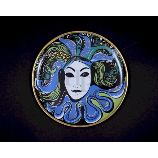 Hollóházi porcelán falitányér 9160, Velencei karnevál (24,5cm)