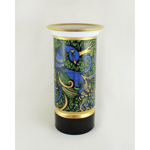 Hollóházi porcelán váza 520, Páva (26cm)