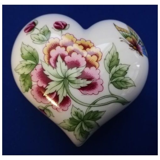 Hollóházi porcelán szívbonbonier 691,  Hortenzia (10cm) 