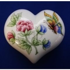 Hollóházi porcelán szívbonbonier 694, Hortenzia (8cm) 