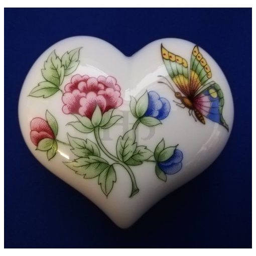 Hollóházi porcelán szívbonbonier 694, Hortenzia (8cm) 