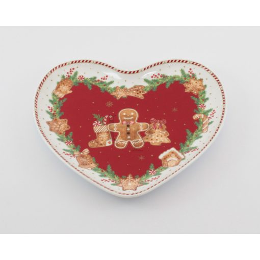 Porcelán szívtálca 20x19cm, dobozban, Fancy Gingerbread 1480FANG